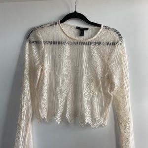 Forever 21 floral laced long sleeved top